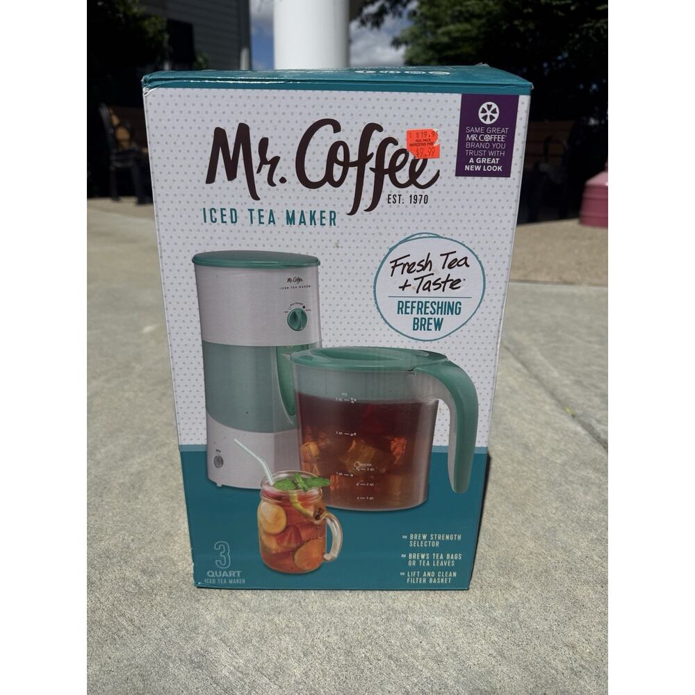 NEW Mr Coffee Fresh Iced Tea Brewer Maker TM70 Teal Pitcher 3qt 3quart Bags/Leaf